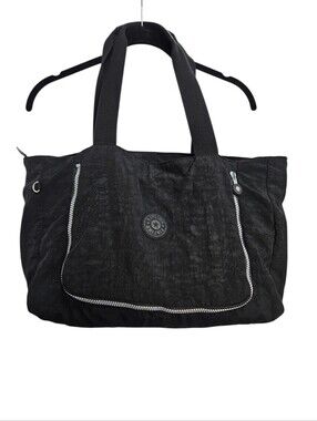 Kipling Black Tote Bag Large Size Shoulder Bag Tote Silver Hardware 18x11